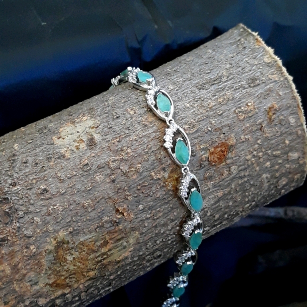 Emerald and Sterling Silver Bracelet